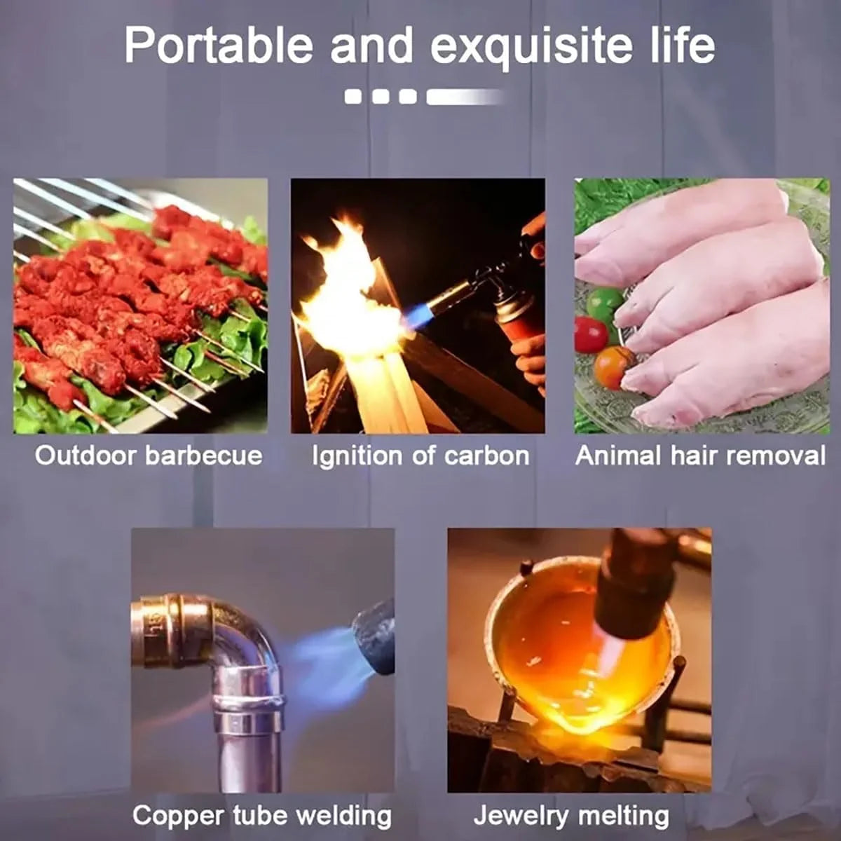 Portable Butane Torch Burner for BBQ, Camping & Cooking