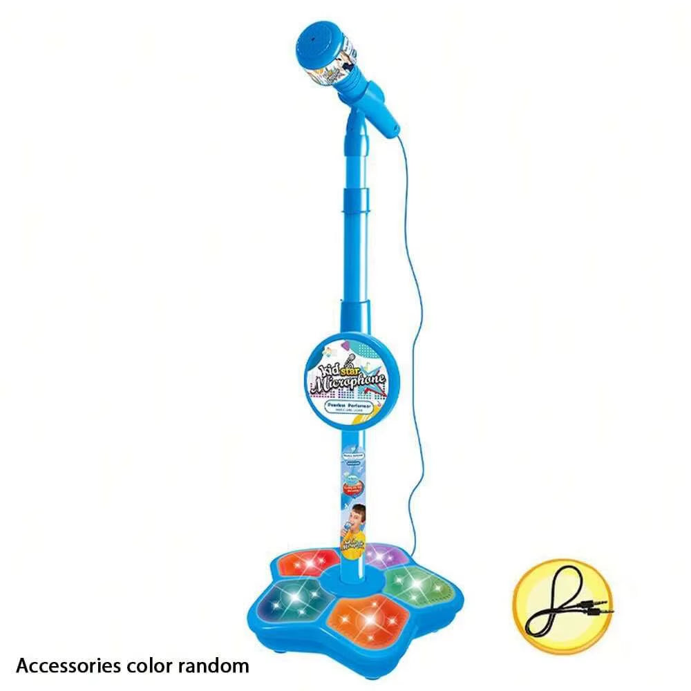 Kids Karaoke Microphone Stand Toy Portable Singing Machine Adjustable Music Mic with LED Lights, Kids Summer Hobby