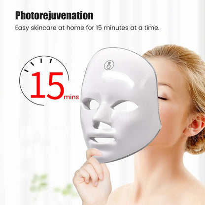 LED Facial Mask Photon Therapy, Beauty Device USB Rechargeable Anti-Aging Skin Rejuvenation Face Lifting Whitening LED Face Mask light 7 Colors 