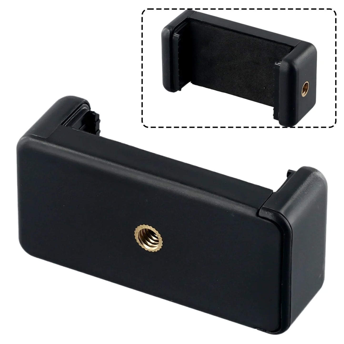 Universal Phone Tripod Mount Adapter – Adjustable Smartphone Holder with Dual 1/4" Screw Mount Clip, Cellphone Holder, Mount Desk-Stand-Bracket-Clip-Tripod-Adapter