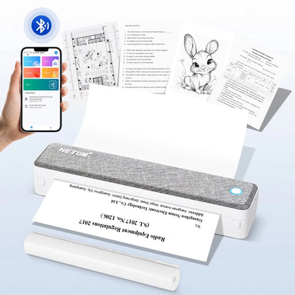 Desktop & Wireless A4 Bluetooth Printer, NON INK,  Mini, Thermal Barcode Label Printer Printing for Business Travel Printing, 4x6 Shipping Label Maker for eCommerce & Warehouse