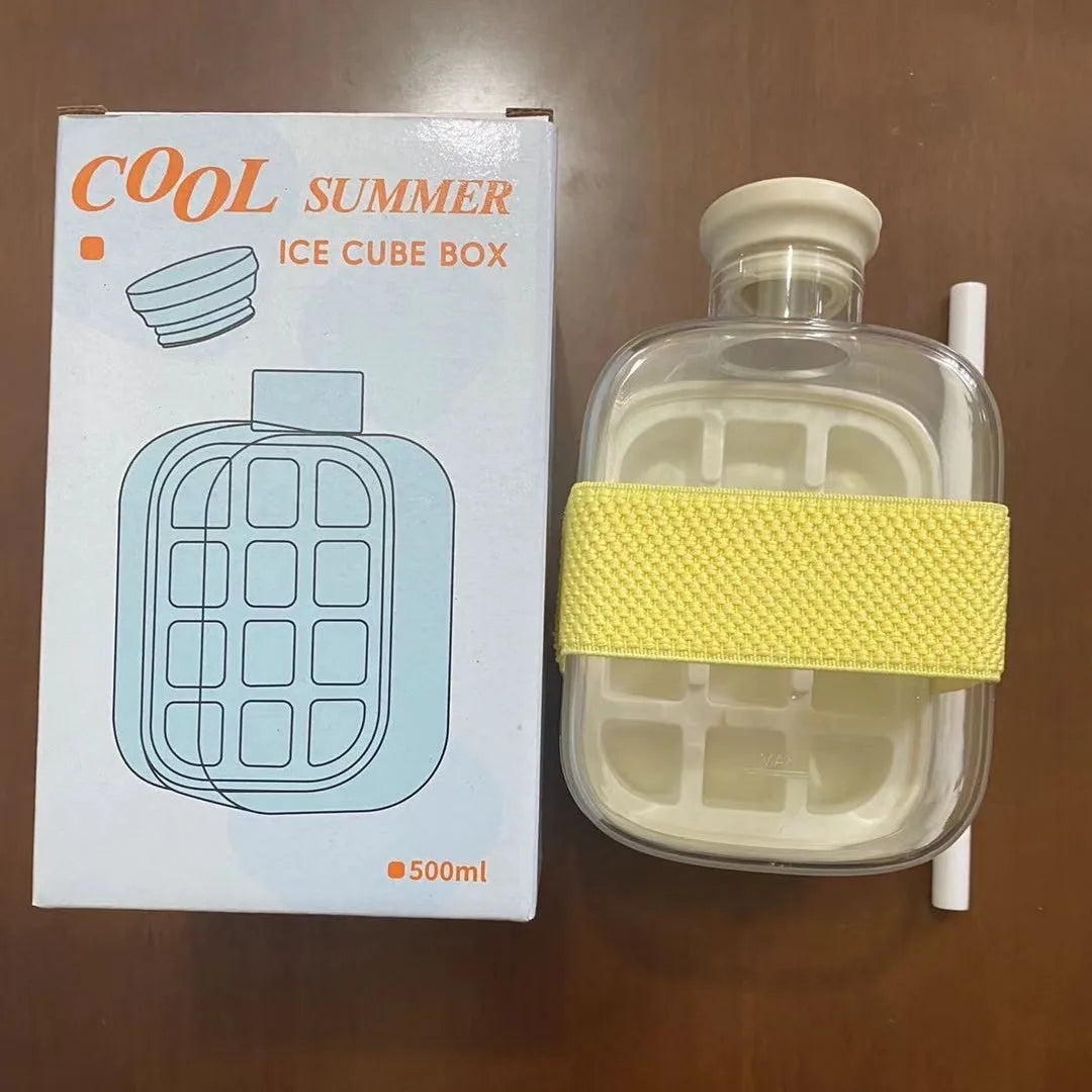 Press Release Ice Tray Cup, Ice Cube Maker Bottle Food Grade Ice Tray with Straw Reusable Ice Cube Water Bottle 500ml/800ml, Summer products
