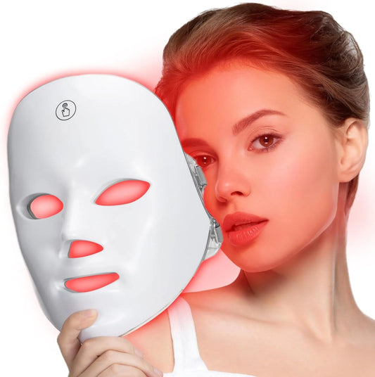 LED Facial Mask Photon Therapy, Beauty Device USB Rechargeable Anti-Aging Skin Rejuvenation Face Lifting Whitening LED Face Mask light 7 Colors 