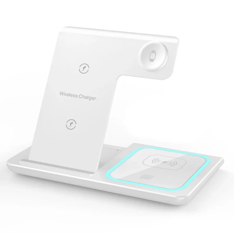 3-in-1  Wireless Charging Station Foldable for iPhone, Apple Watch & AirPods – Fast Qi Wireless Charger Stand with Type-C Cable