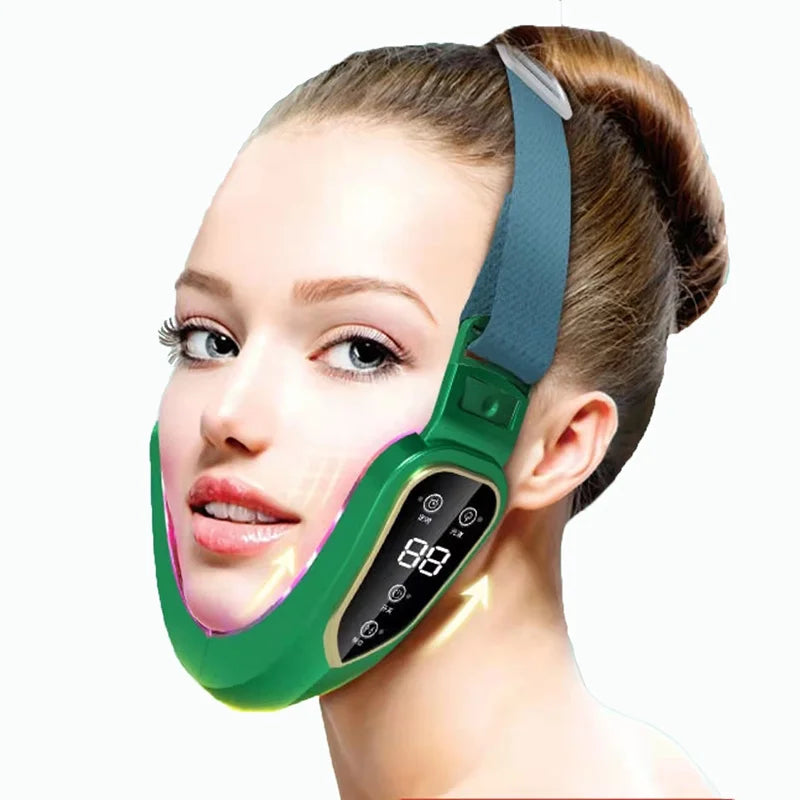 LED Facial Lifting Electric Device, Face Slimming Massager V-Line Chin Lift Beauty Device Red Blue Light Therapy Facial Sculpting Machine Anti-Wrinkle Skin Tightening Double Chin Reducer USB Rechargeable