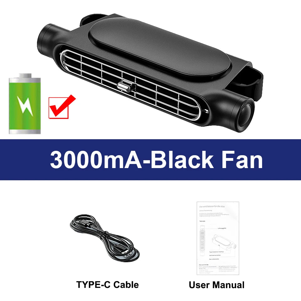 Car Seat Cooling Fan 3 Speed Adjustable 5V USB Car Headrest Cooling Air Fan Car Seat Fan for Front Rear Car Interior Accessories