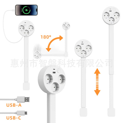 Rotating Wall Outlet Extender with Adjustable Multi-Plug Design