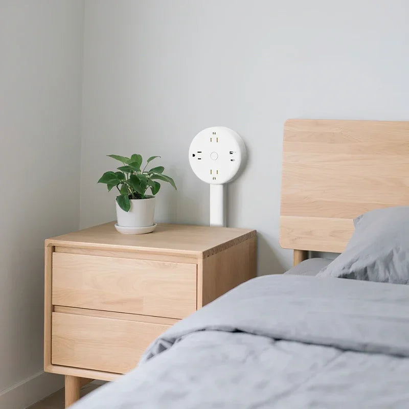 Rotating Wall Outlet Extender with Adjustable Multi-Plug Design
