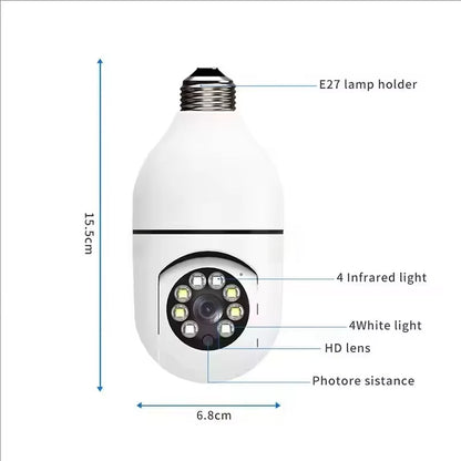 360° WiFi Bulb Security Camera – HD Wireless IP Camera with Motion Detection, Night Vision & Two-Way Audio Free APP Support Android Phone