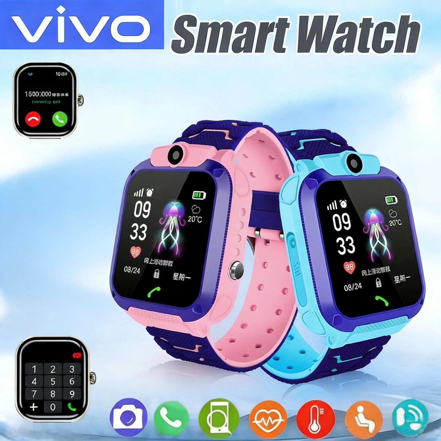 Introducing the Ultimate GPS Tracking Waterproof Smart Watch for Kids - 4G SIM Card, Call, and Camera Features for Safety and Fun!