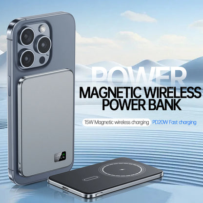 10000mAh Magnetic Wireless Power Bank – 20W PD Fast Charging, 15W Wireless Portable Charger External Battery for Mag safe for iPhone, Samsung
