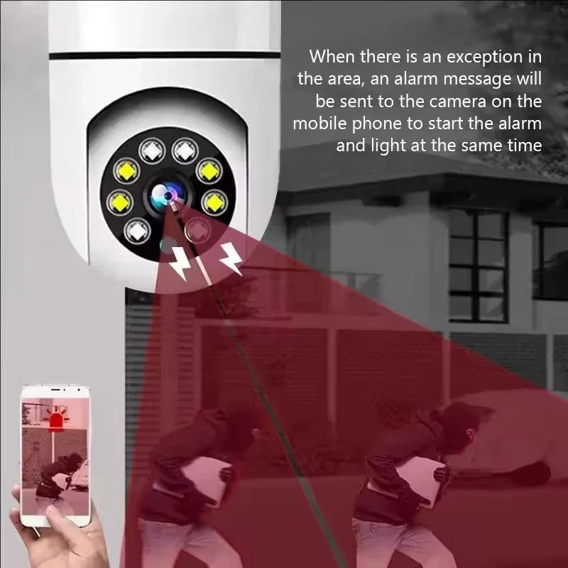 360° WiFi Bulb Security Camera – HD Wireless IP Camera with Motion Detection, Night Vision & Two-Way Audio Free APP Support Android Phone
