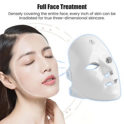 LED Facial Mask Photon Therapy, Beauty Device USB Rechargeable Anti-Aging Skin Rejuvenation Face Lifting Whitening LED Face Mask light 7 Colors 