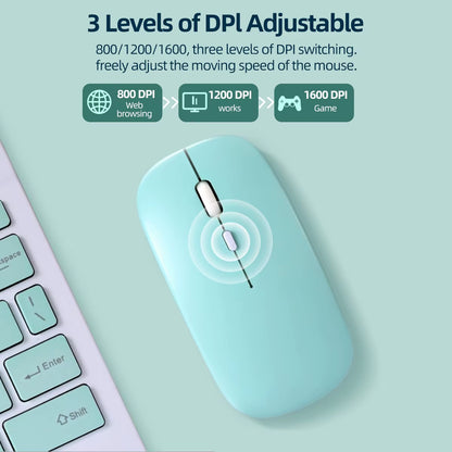 Slim Wireless Bluetooth Mouse – Silent Click, Rechargeable & Compatible with iPad, Android Tablets, Laptop & PC