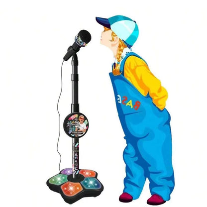 Kids Karaoke Microphone Stand Toy Portable Singing Machine Adjustable Music Mic with LED Lights, Kids Summer Hobby