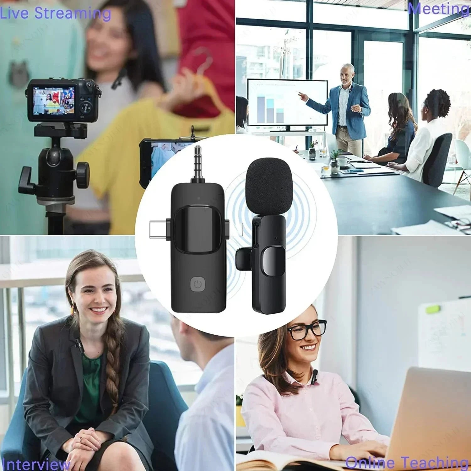 Elevate Your Recording Experience with the Wireless Lavalier Microphone - Perfect for iPhone, iPad, Android, Xiaomi, Samsung, and Live Gaming!