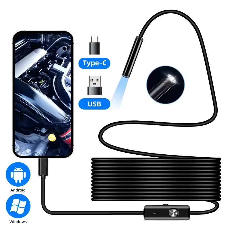 Discover the Versatile 5.5/7.0MM Type-C Endoscope Camera: IP67 Waterproof with 6 Adjustable LEDs for Ultimate Inspection on Phone & PC