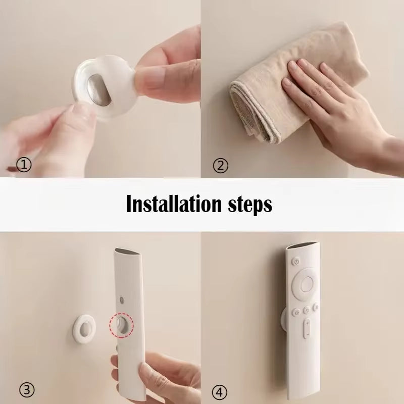 3Pcs No Drill Magnetic Remote Holder - Wall Mount for TV/AC/DVD Remotes, White Space-Saving Design