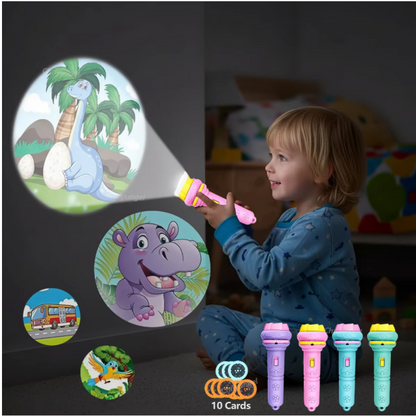 Cartoon Projection Flashlight Toy with Picture Slides for Kids