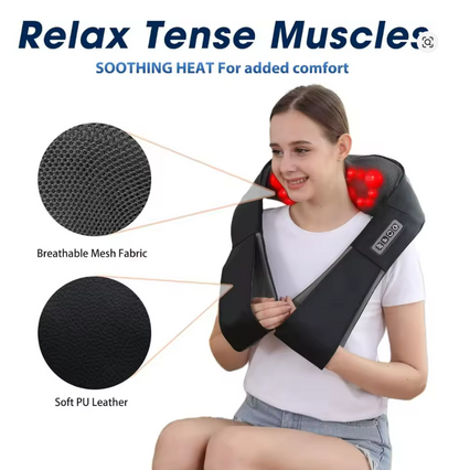 Neck & Back Massager – 8-Kneading Nodes with Heat & Adjustable Speed, Best Gift for Birthday and Special Occasion, Gift for Fathers, Gift for Mothers