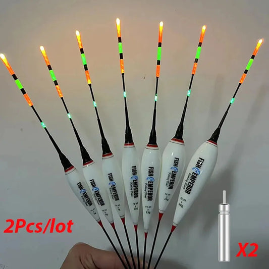 2PCS LED Fishing Float Set Luminous Electronic Night Fishing Bobber High Buoyancy Float Buoy with CR425 Battery Fishing Tackle 3G 5G 7G 10G 13G