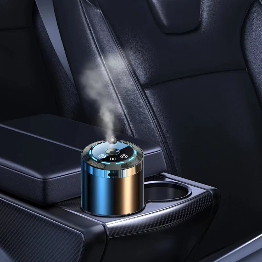 Modern Car Aroma Diffuser USB Rechargeable Air Freshener Humidifier with Adjustable Fragrance LED Ambient Light
