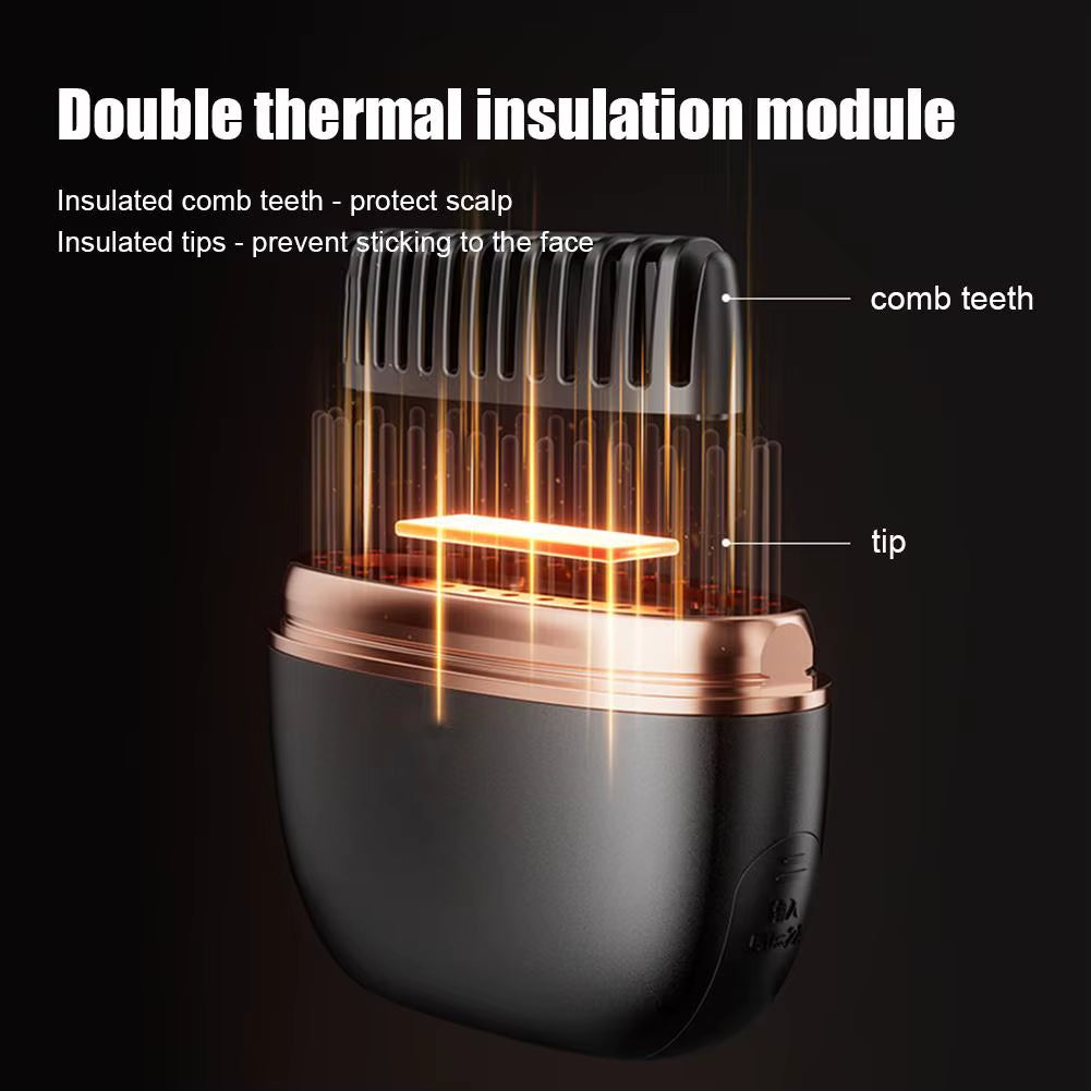 Wireless Travel Hair Straightener Brush 2 in 1 Cordless Hair Straightener & Curler Portable Anti-Frizz Hair Styling Comb USB Rechargeable Mini Hair Ironing