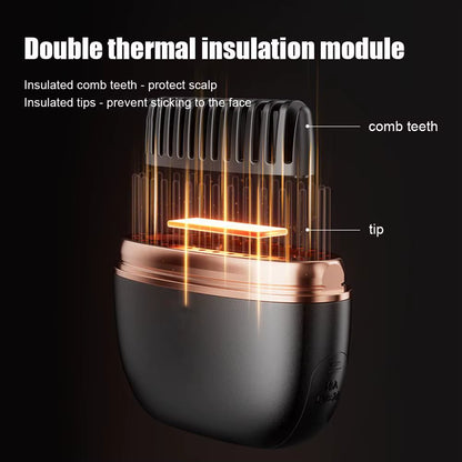 Wireless Travel Hair Straightener Brush 2 in 1 Cordless Hair Straightener & Curler Portable Anti-Frizz Hair Styling Comb USB Rechargeable Mini Hair Ironing