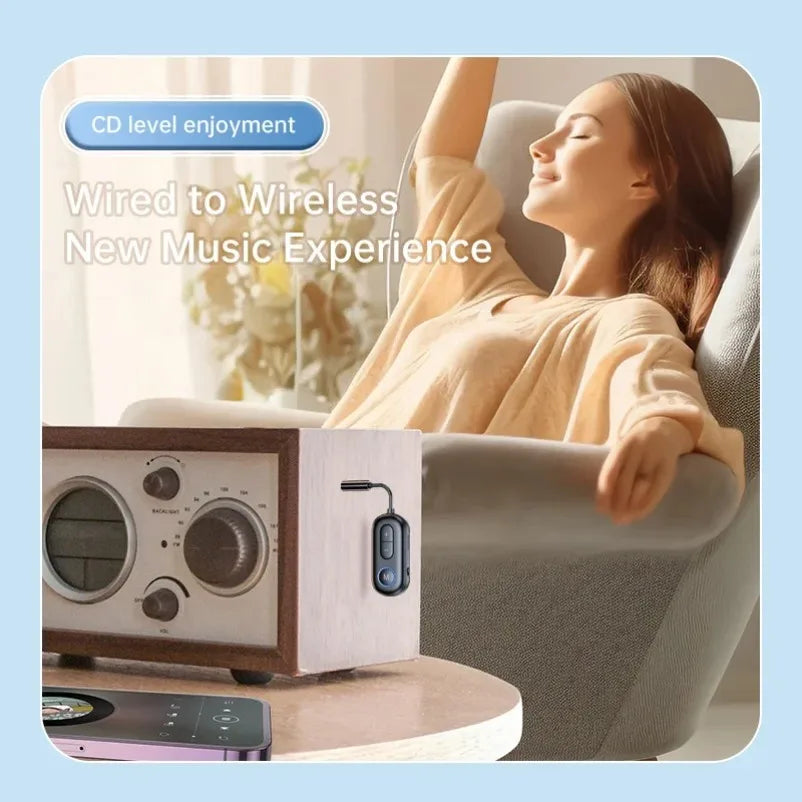 Bluetooth 5.3 Wireless Audio Adapte Receiver Transmitter 3.5Mm AUX Jack Airplane USB Dongle for TV PC Headphone Car Kit Speaker