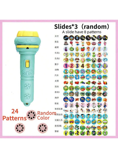 Cartoon Projection Flashlight Toy with Picture Slides for Kids