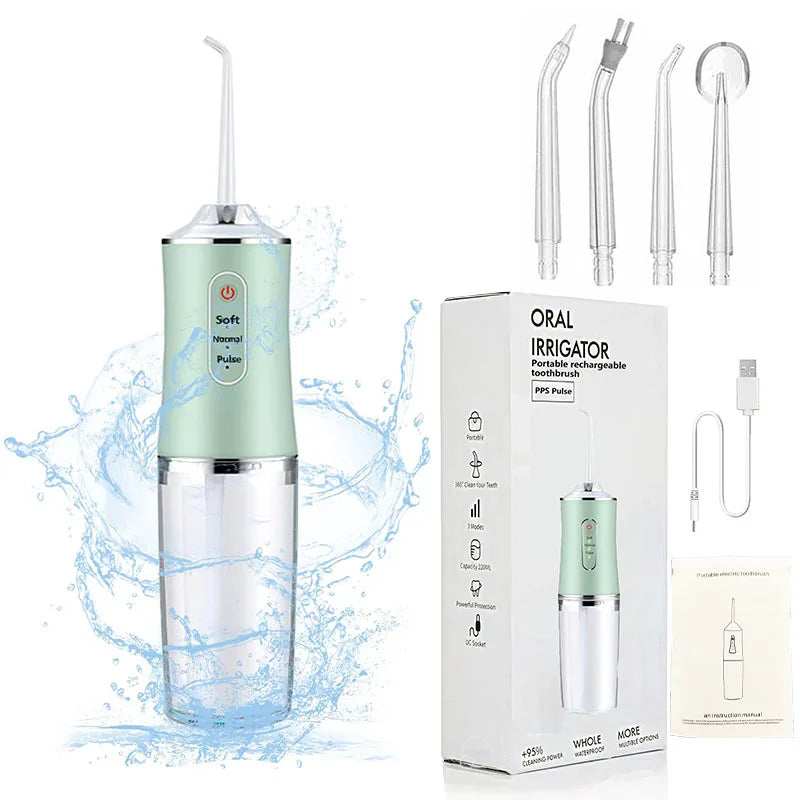 CORDLESS WATER FLOSSER PRO – Deep Clean Oral Irrigator with 4 Tips, 230ml Tank & IPX7 Waterproof Design