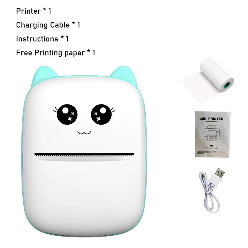 Mini Cat Portable Thermal Printer – Wireless Bluetooth Photo & Label Printer for iOS & Android