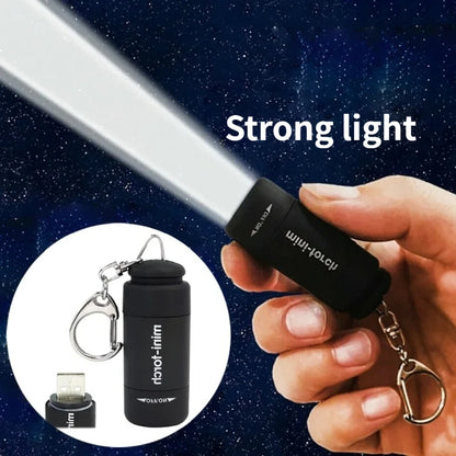 Pocket Keychain Flashlight Waterproof Outdoor Hiking Camping Mini Flashlight USD Rechargeable LED Multifunctional Strong Light