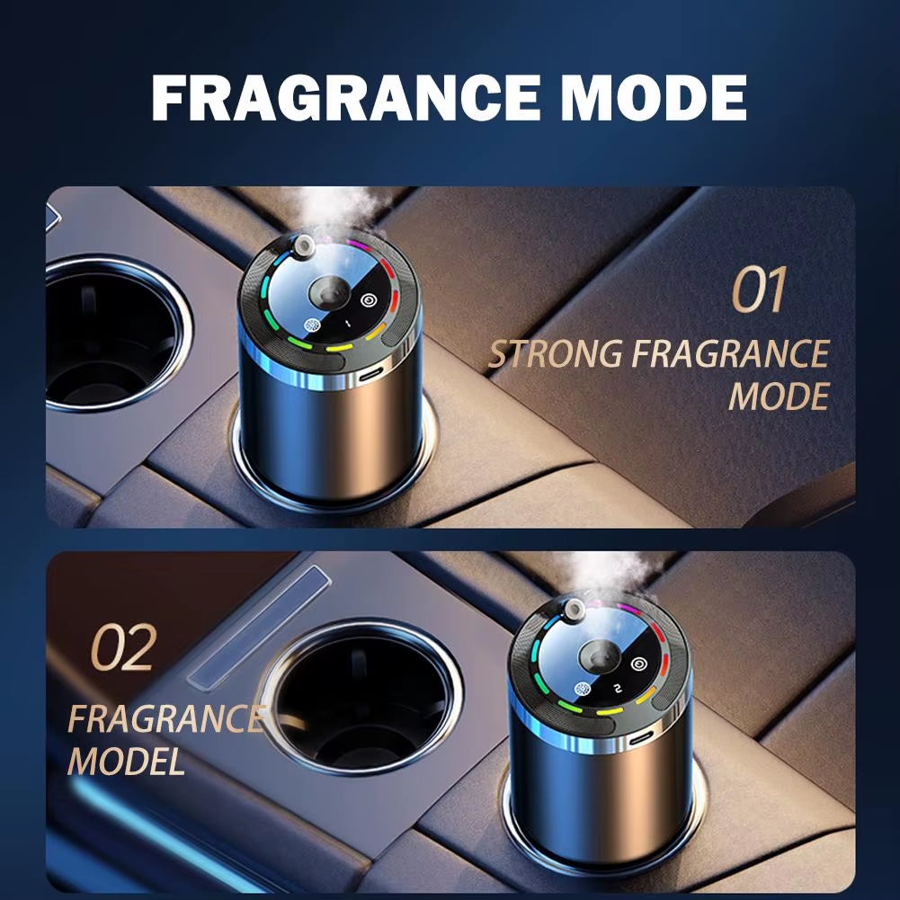 Modern Car Aroma Diffuser USB Rechargeable Air Freshener Humidifier with Adjustable Fragrance LED Ambient Light