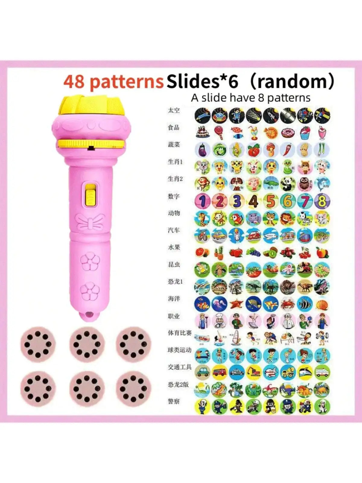 Cartoon Projection Flashlight Toy with Picture Slides for Kids
