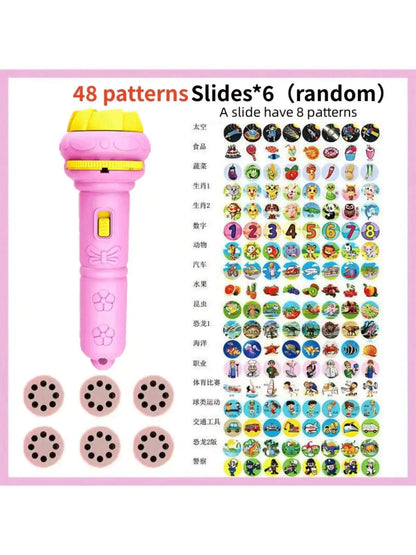 Cartoon Projection Flashlight Toy with Picture Slides for Kids
