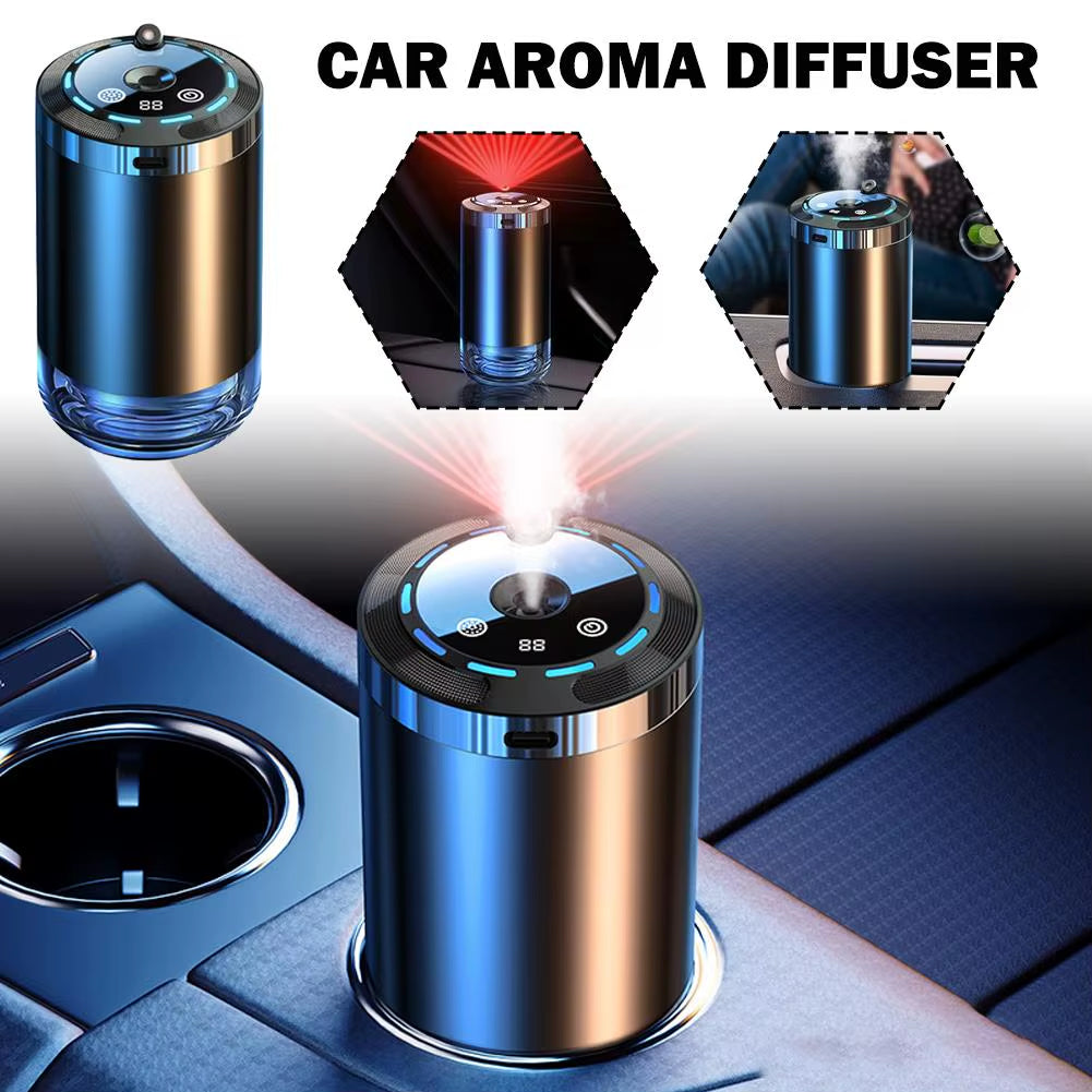 Modern Car Aroma Diffuser USB Rechargeable Air Freshener Humidifier with Adjustable Fragrance LED Ambient Light