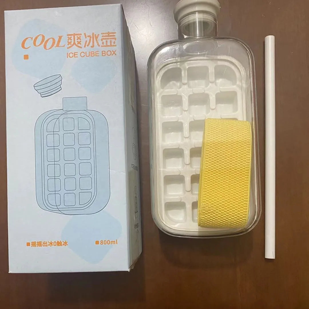 Press Release Ice Tray Cup, Ice Cube Maker Bottle Food Grade Ice Tray with Straw Reusable Ice Cube Water Bottle 500ml/800ml, Summer products