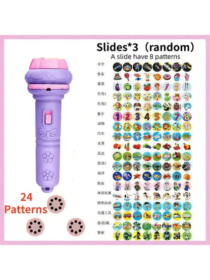 Cartoon Projection Flashlight Toy with Picture Slides for Kids