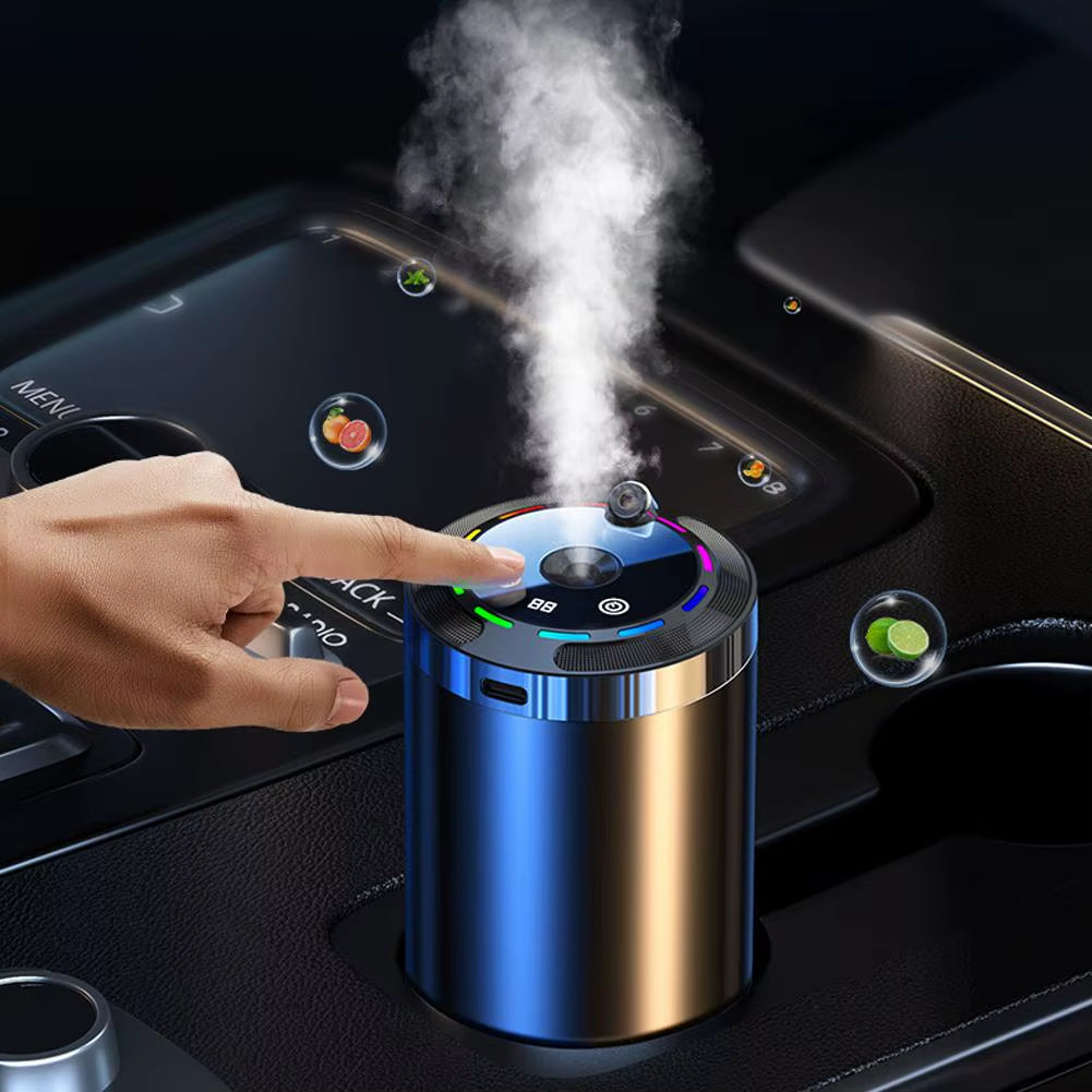 Modern Car Aroma Diffuser USB Rechargeable Air Freshener Humidifier with Adjustable Fragrance LED Ambient Light