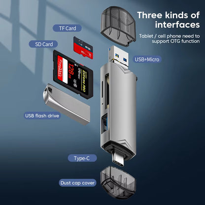 Ultimate 6 in 1 USB 3.0 Card Reader: Fast, Versatile OTG Adapter for All Your Memory Needs