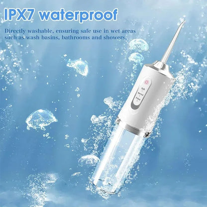 CORDLESS WATER FLOSSER PRO – Deep Clean Oral Irrigator with 4 Tips, 230ml Tank & IPX7 Waterproof Design