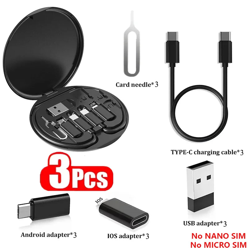 Versatile 60W Multi USB Type-C Charging Adapter Cable Kit - Includes USB A, Type-C, and Lightning Conversion for Ultimate Convenience