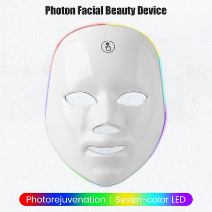 LED Facial Mask Photon Therapy, Beauty Device USB Rechargeable Anti-Aging Skin Rejuvenation Face Lifting Whitening LED Face Mask light 7 Colors 