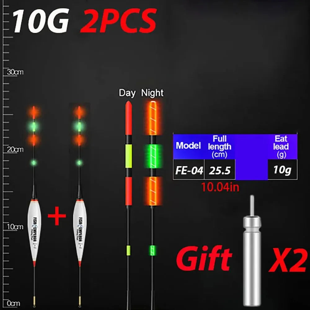 2PCS LED Fishing Float Set Luminous Electronic Night Fishing Bobber High Buoyancy Float Buoy with CR425 Battery Fishing Tackle 3G 5G 7G 10G 13G