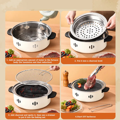 Barbecue Grill Home Barbecue Outdoor Camping Charcoal BBQ Stove Grills Mesh Portable Smokeless Barbecue Grill Pan, Picnic cooking