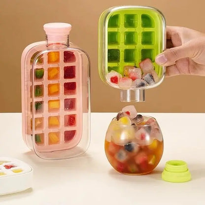 Press Release Ice Tray Cup, Ice Cube Maker Bottle Food Grade Ice Tray with Straw Reusable Ice Cube Water Bottle 500ml/800ml, Summer products