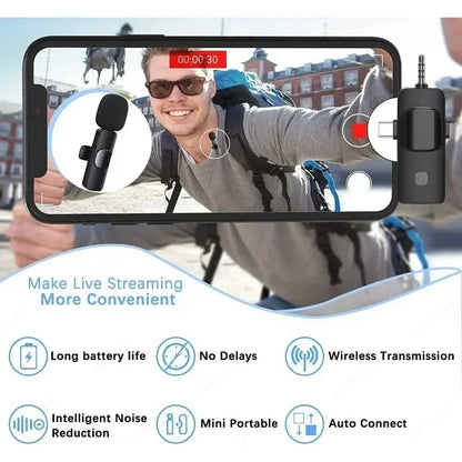Elevate Your Recording Experience with the Wireless Lavalier Microphone - Perfect for iPhone, iPad, Android, Xiaomi, Samsung, and Live Gaming!