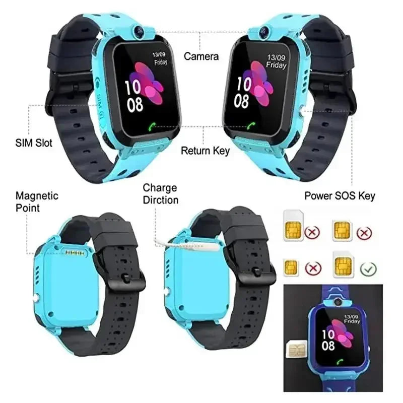 Introducing the Ultimate GPS Tracking Waterproof Smart Watch for Kids - 4G SIM Card, Call, and Camera Features for Safety and Fun!