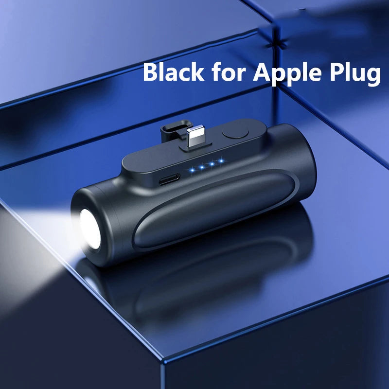 Mini Capsule Power Bank 5000Mah Type C Powerbank with Flashlight External Battery Fast Charger for Iphone Xiaomi Samsung Huawei